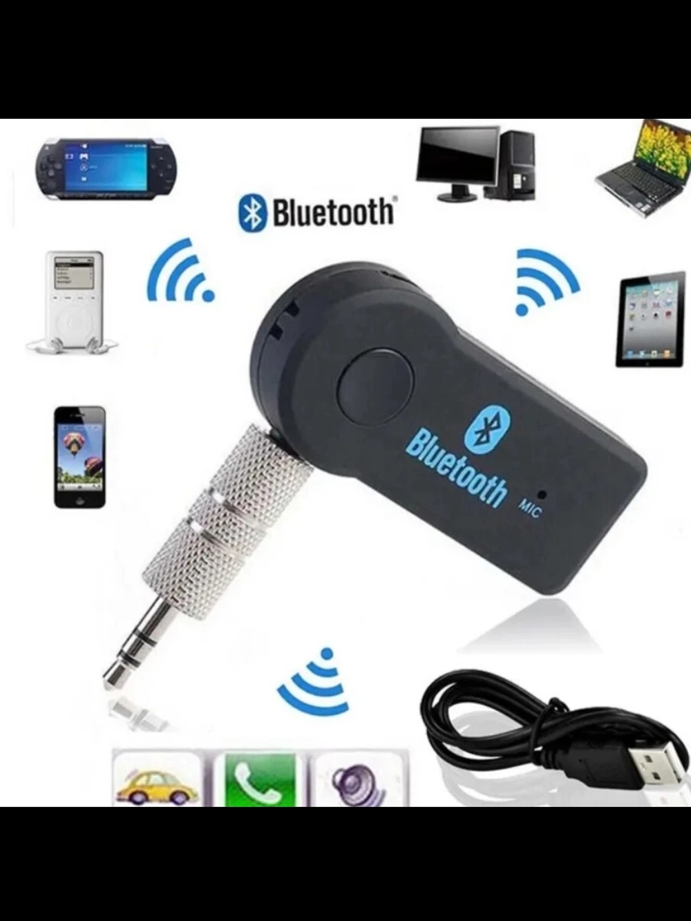 ​3-Pack Bluetooth 5.0 Audio Receiver - 3.5mm AUX Wireless Adapter for Car & Home